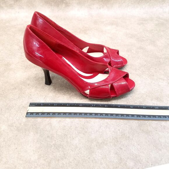 Apt. 9 Womens Kendal Size 7 Red Slip On Peep Toe Patent Heel Pumps - Picture 6 of 9